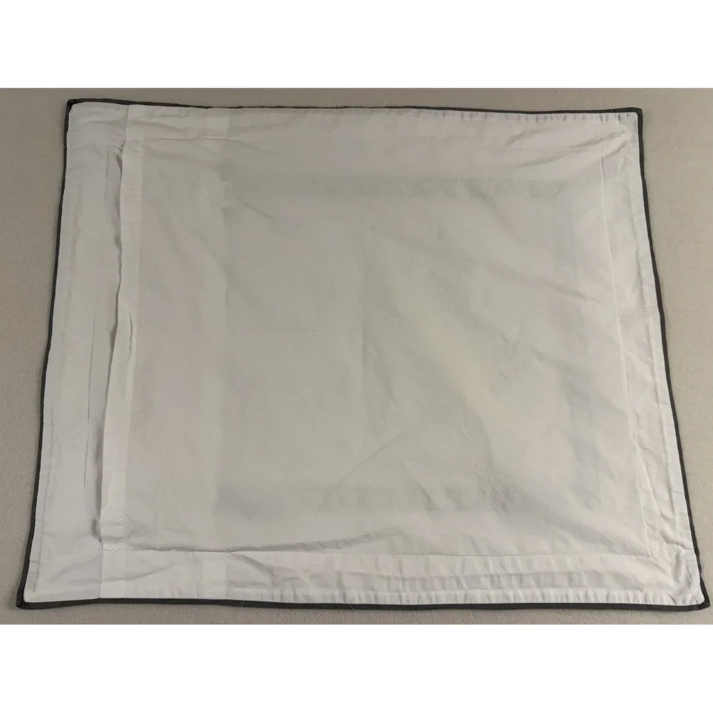 Pottery Barn Morgan Shams 2- Organic Cotton Gray Banded 1 Euro & 1 Standard Sham